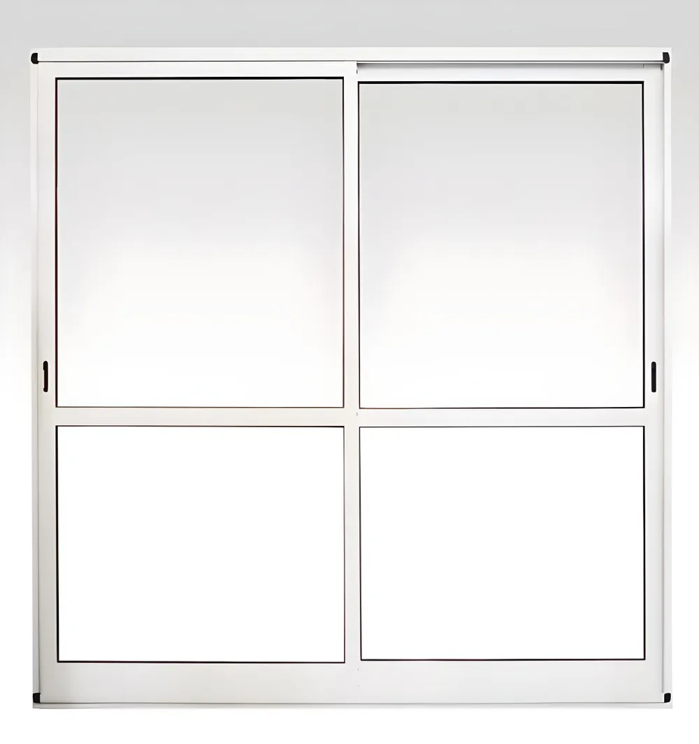 Puerta balcón corrediza 2 hojas con paño dividido (cruz), color blanco brillante