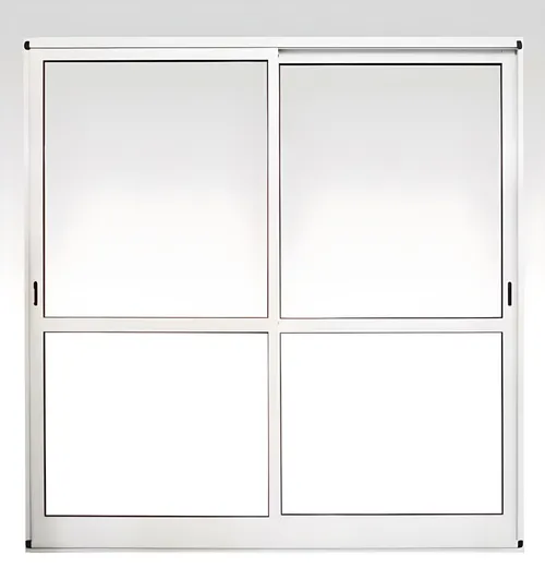Puerta balcón corrediza 2 hojas con paño dividido (cruz), color blanco brillante
