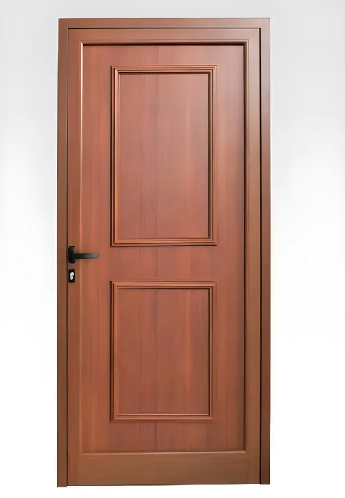 Puerta simil cedro 2 paneles clásicos realzados, color simil cedro