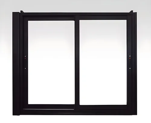 Ventana corrediza simple 2 hojas sin cajón, color negro mate