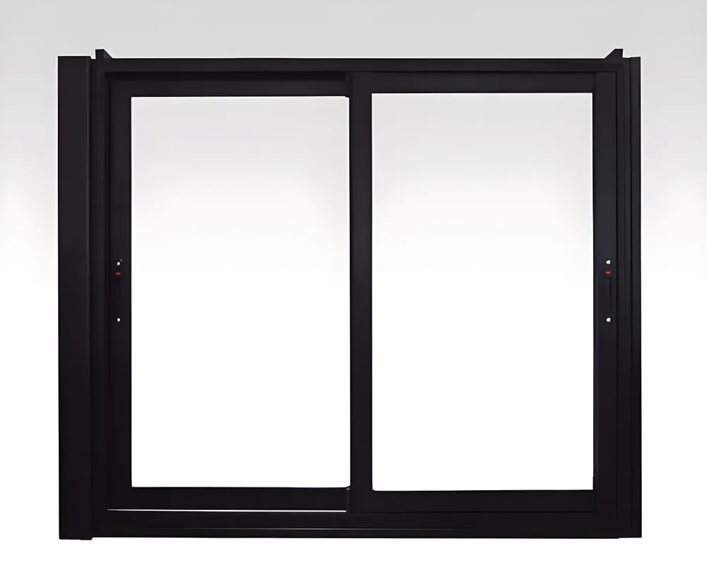 Ventana corrediza simple 2 hojas sin cajón, color negro mate
