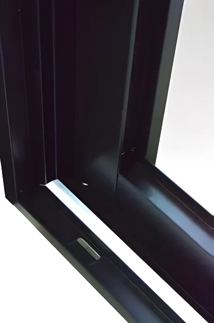 Ventana corrediza simple 2 hojas sin cajón, color negro mate (detalle)