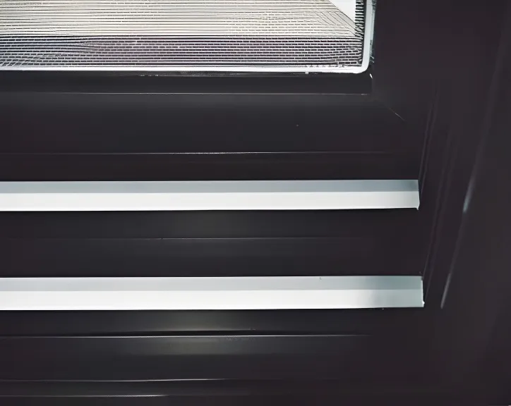 Ventana corrediza con mosquitero, color negro mate (detalle)