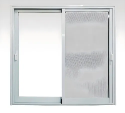 Puerta balcón corrediza con mosquitero (sin cajón compacto), color blanco