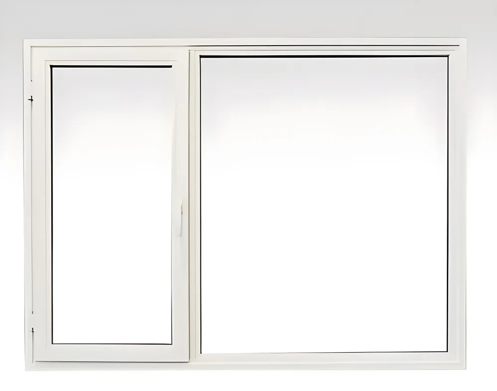 Ventana patagónica rebatible simple + paño fijo, color blanco