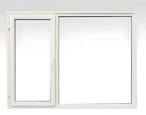 Ventana patagónica rebatible simple + paño fijo, color blanco