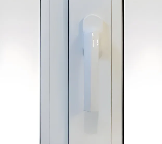 Paño fijo con ventana rebatible, color blanco (detalle)