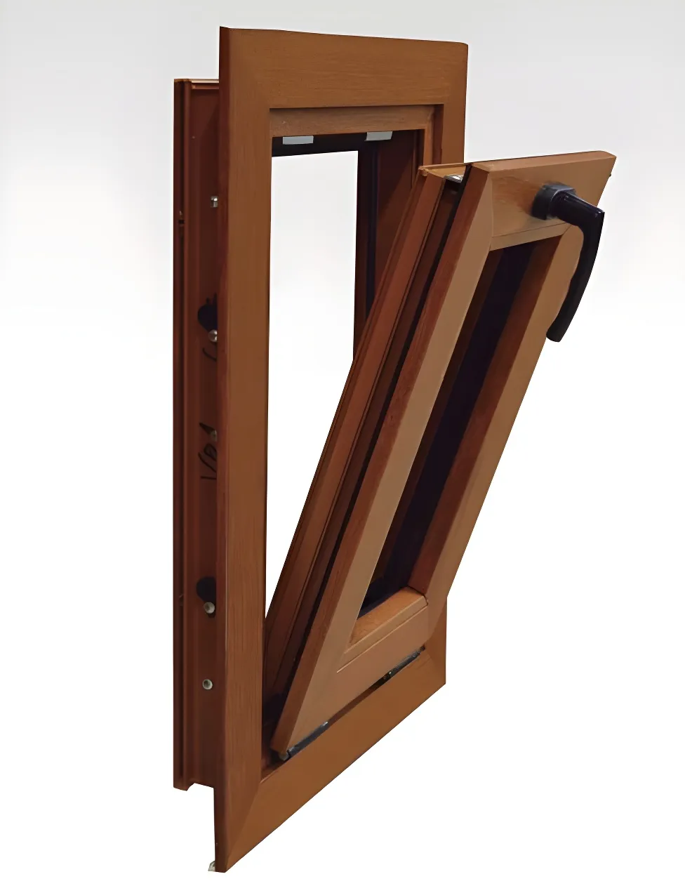 Banderola PVC roble dorado con aldaba negra, color roble dorado (detalle)