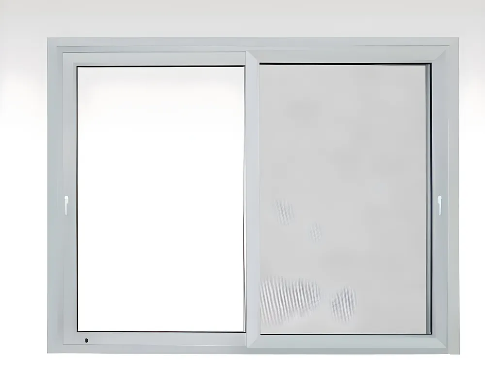 Puerta balcón corrediza con mosquitero y cajón compacto, color blanco