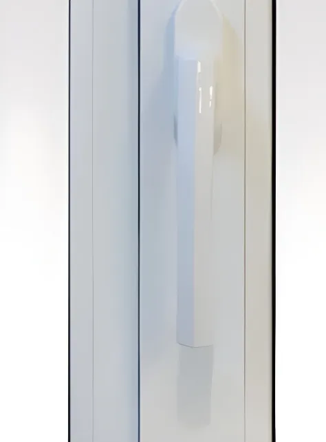 Puerta balcón corrediza con mosquitero y cajón compacto, color blanco (detalle)
