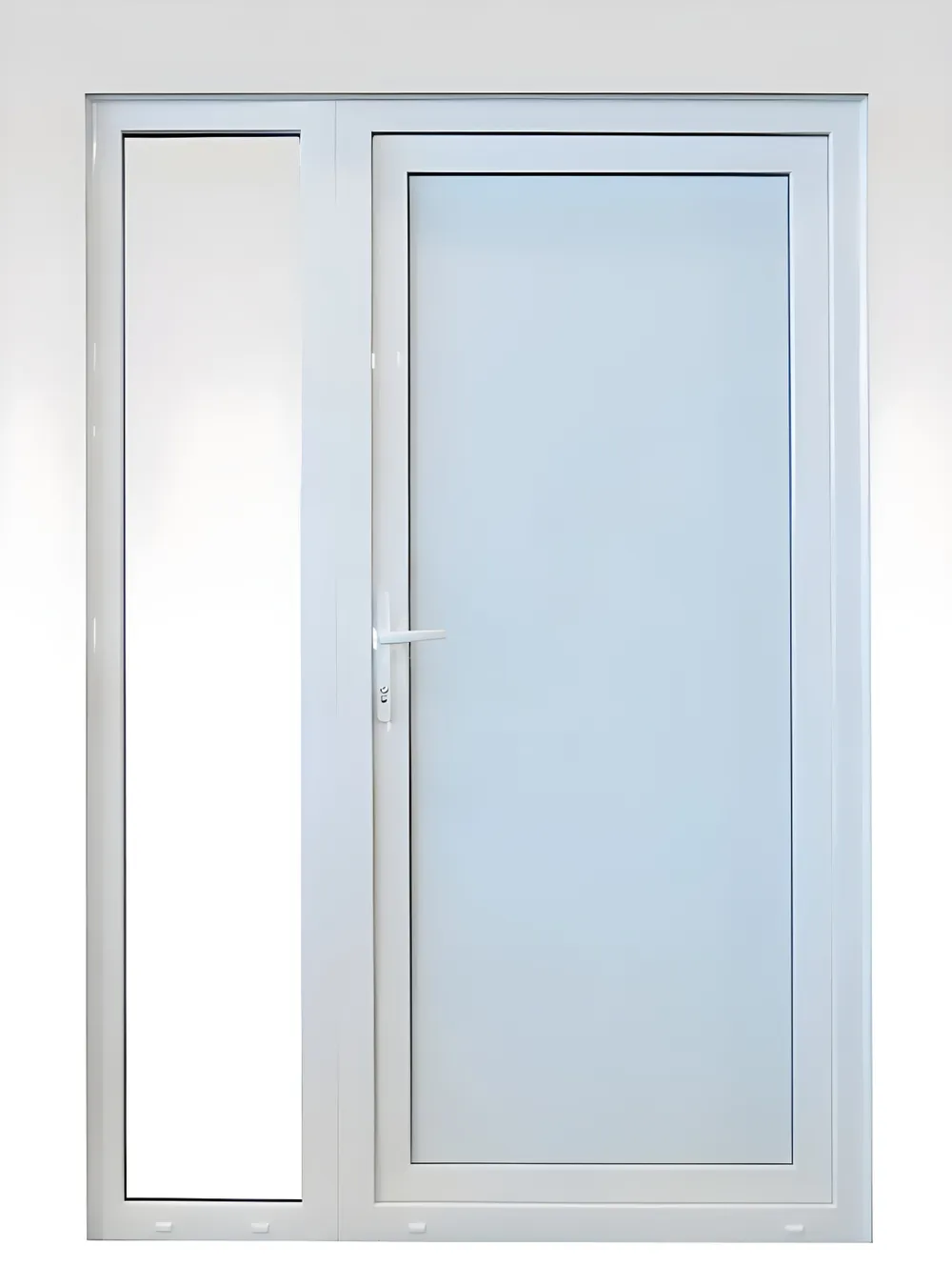 Puerta blanca con paño fijo lateral y DVH, color blanco