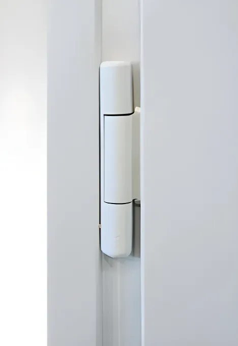 Puerta blanca con paño fijo lateral y DVH, color blanco (detalle)