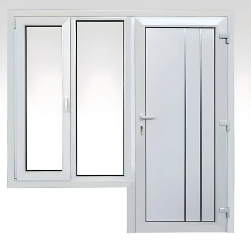 Puerta con ventana rebatible acoplada, panel pampa opaco, color blanco