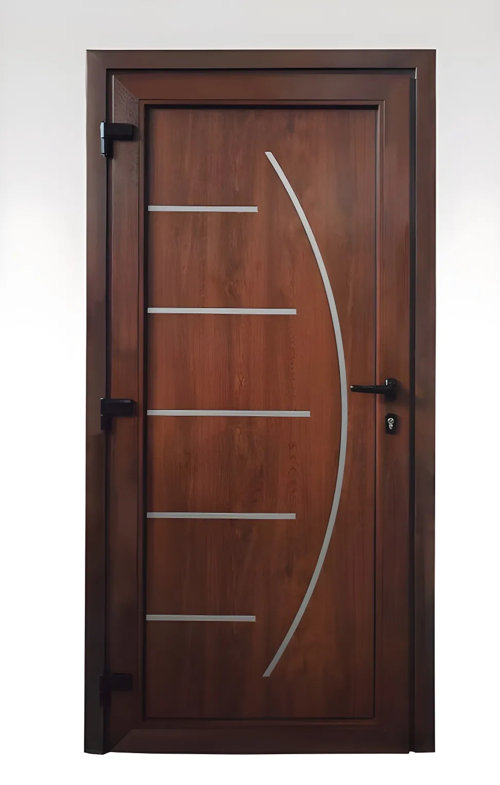 Puerta Panel Chantel (diseño curvo), color nogal