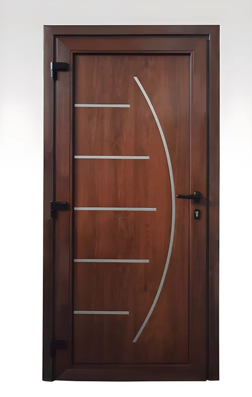 Puerta Panel Chantel (diseño curvo), color nogal