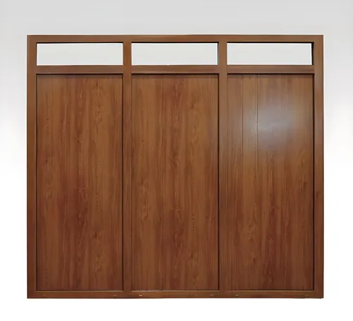 Portón levadizo PVC Línea Euro Design 3 paños, color roble dorado
