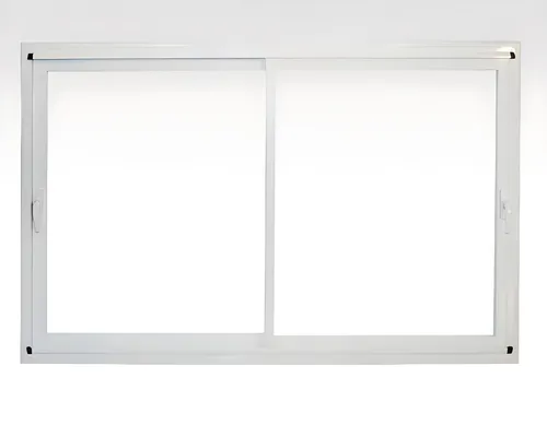 Ventana corrediza 2 hojas simple, color blanco brillante
