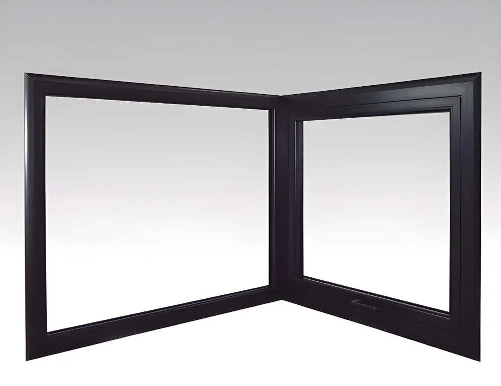 Ventana en esquina, color negro mate (detalle)